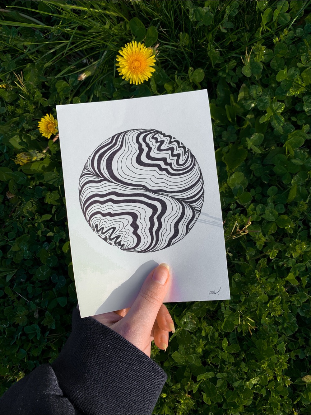 Minimalist line art tiger stripes inspired original drawing